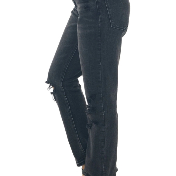 Kancan high rise Charcoal black Wash High Rise Torn Straight Jeans 90s 7 27 NWOT - Picture 6 of 16